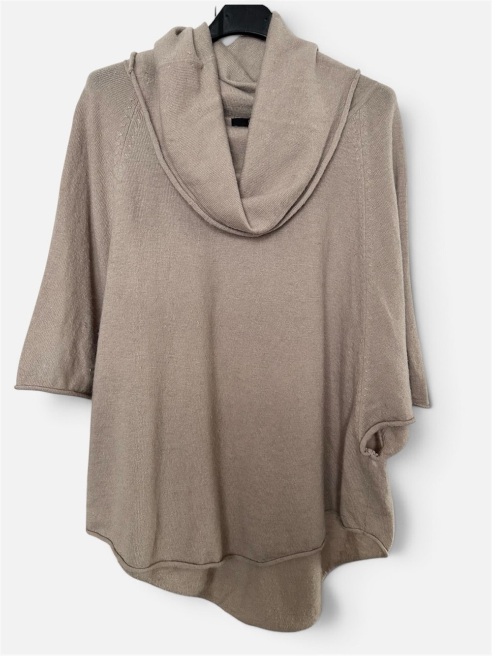 Vertigo Taupe Cowl Neck Short Sleeve Wool/Angora Blend Sweater M